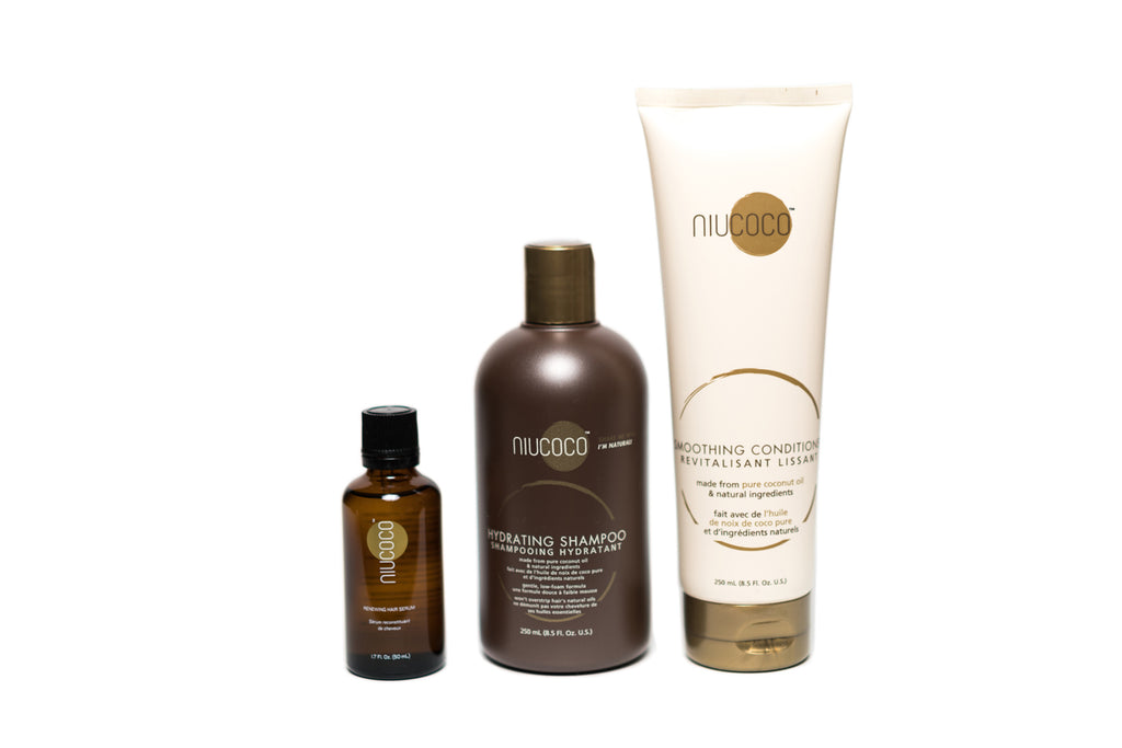 NIUCOCO Dynamic Hair Trio - Hydrating Shampoo Smoothing Conditioner  Renewing Serum